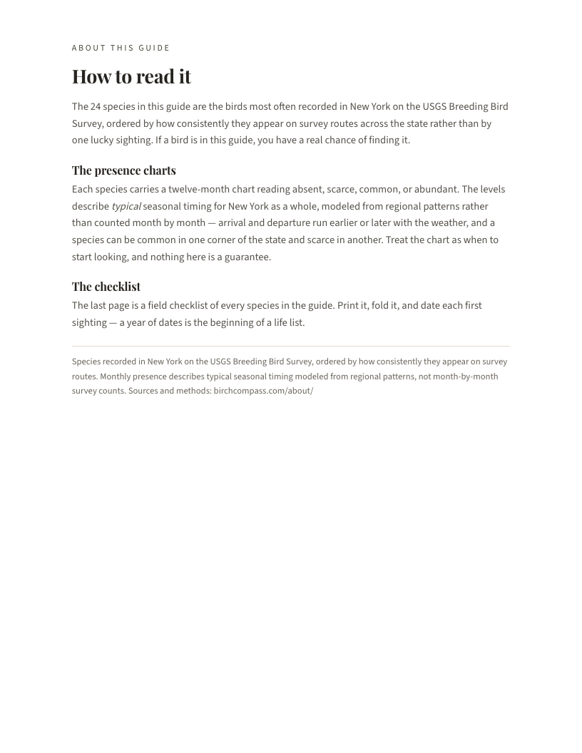 A page from Birds of New York: New York: How to read it