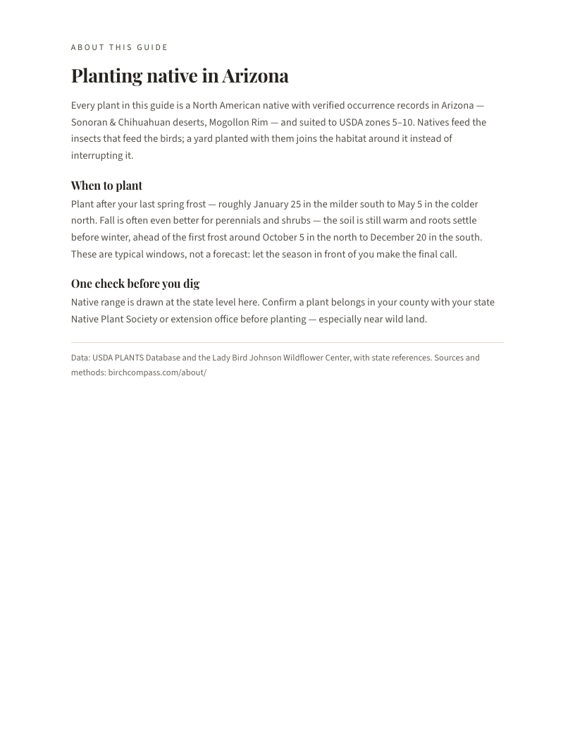 A page from Native Plants of Arizona: Planting native in Arizona