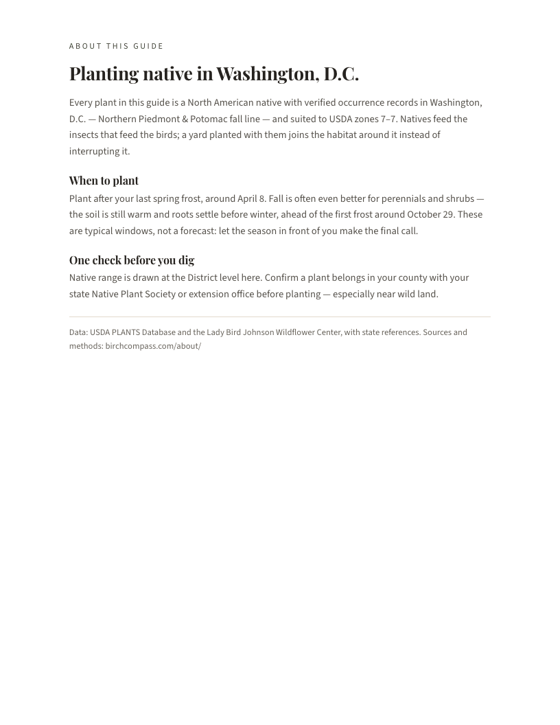 A page from Native Plants of Washington, D.C.: Planting native in Washington, D.C.