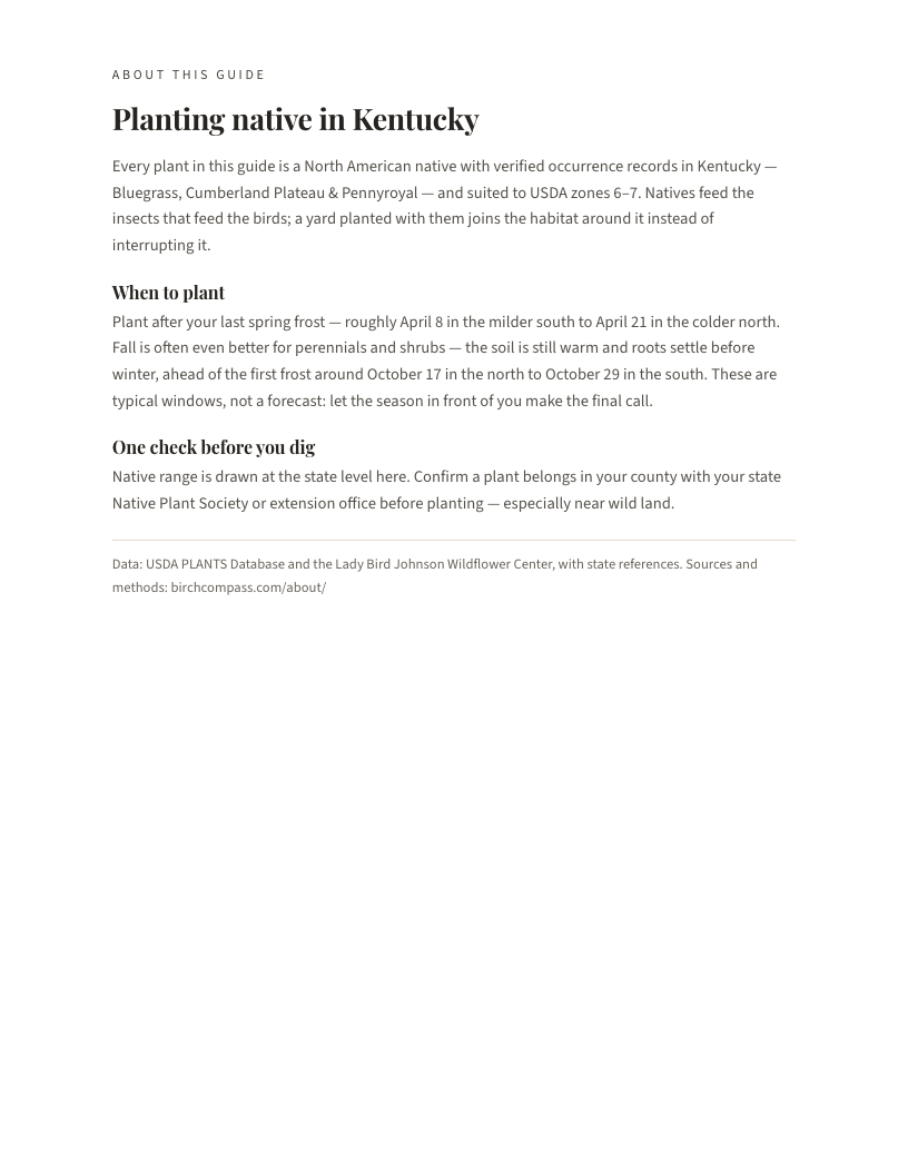 A page from Native Plants of Kentucky: Planting native in Kentucky