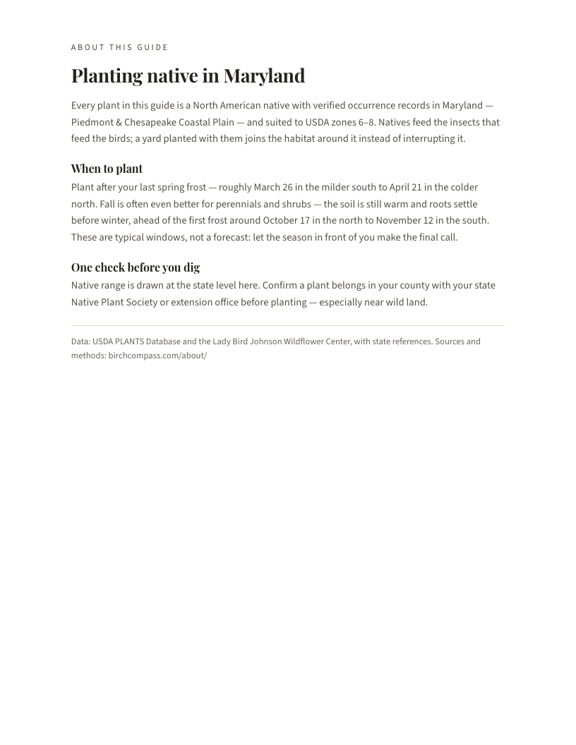 A page from Native Plants of Maryland: Planting native in Maryland