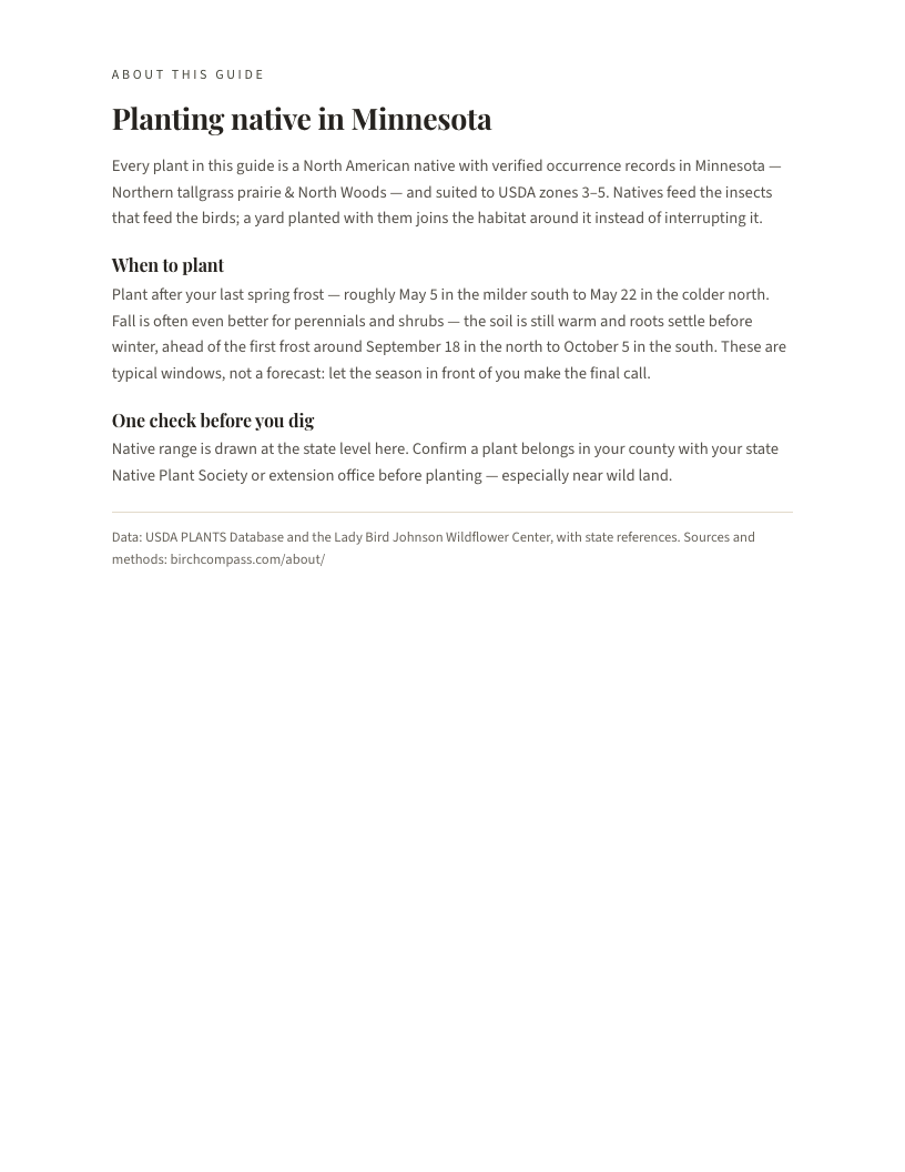A page from Native Plants of Minnesota: Planting native in Minnesota