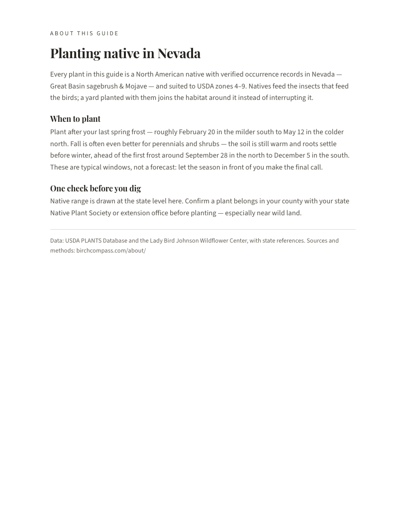 A page from Native Plants of Nevada: Planting native in Nevada