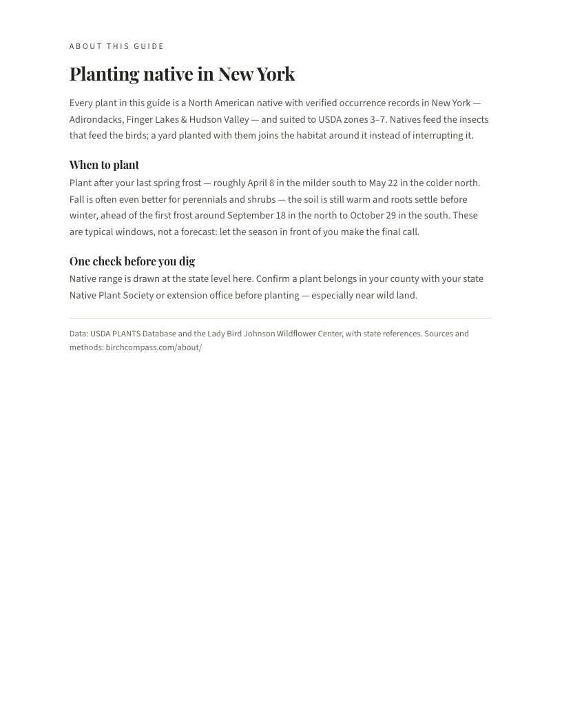 A page from Native Plants of New York: Planting native in New York