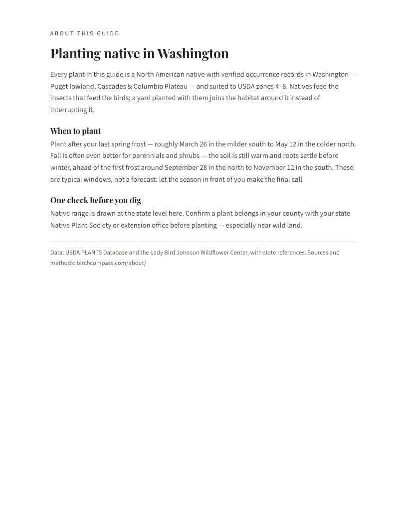 A page from Native Plants of Washington: Planting native in Washington