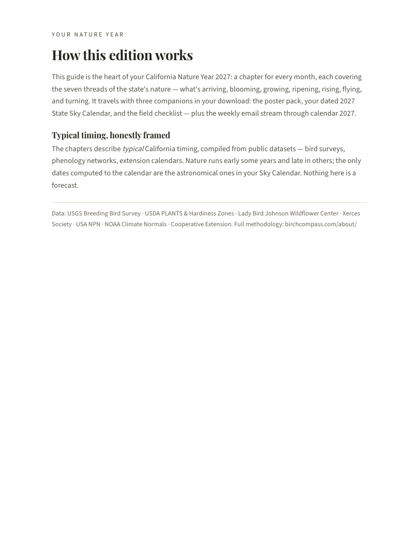 A page from California Nature Year 2027: California: How this edition works
